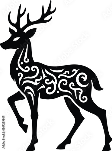 Ornate celtic deer silhouette design elegant animal art