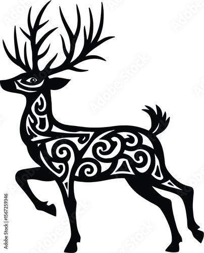 Celtic knotwork reindeer silhouette design art