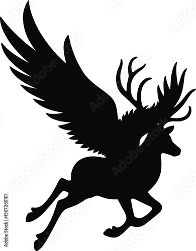 Majestic winged deer silhouette fantasy creature