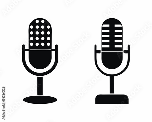 Open Microphone icon silhouette vector illustration