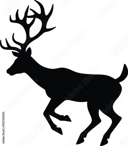 Majestic deer silhouette leaping gracefully
