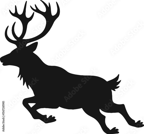 Majestic reindeer silhouette leaping gracefully