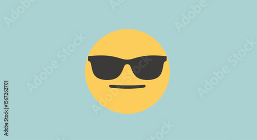 A cool emoji face with sunglasses on a light blue background.