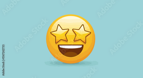A cheerful emoji face with stars in its eyes, expressing excitement or admiration.