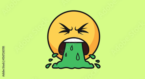 World Emoji Day Celebrate the power of digital emotions with this vibrant illustration of a vomiting emoji.
