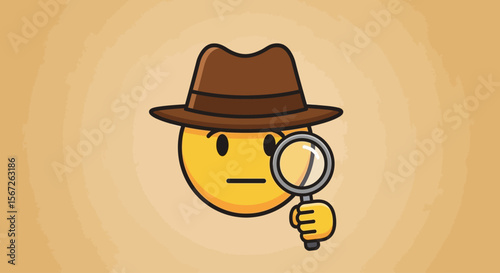 A detective emoji with a hat and magnifying glass, investigating something.
