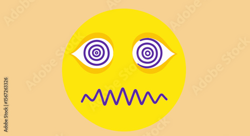 A yellow emoticon with dizzy eyes and a worried expression.