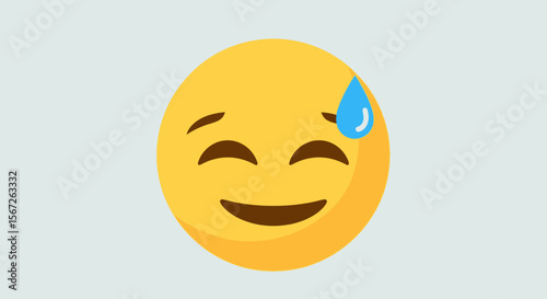 Smiling emoji with a bead of sweat, expressing warmth and amusement.