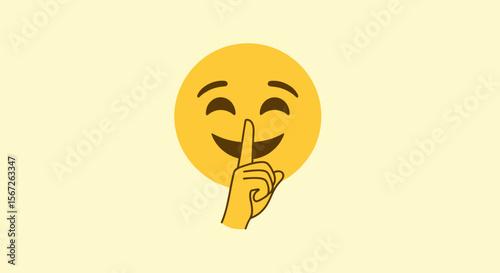 A cheerful emoji with a silent gesture, conveying happiness and discretion.