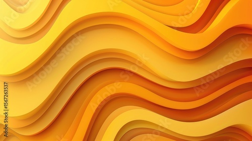 A vibrant abstract design featuring flowing waves in shades of yellow and orange.