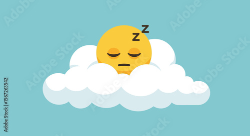 World Emoji Day A Sleepy Sun's Cloud Dream - Celebrate Rest and Relaxation
