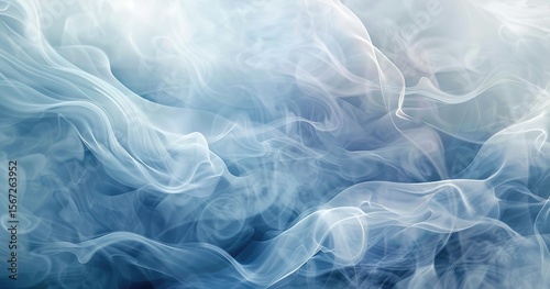 Abstract swirling blue smoke creating a tranquil and ethereal atmosphere.