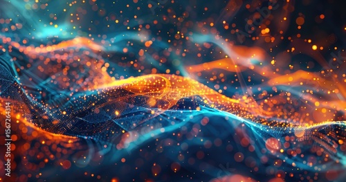 Abstract waves of light and color create a dynamic visual experience.