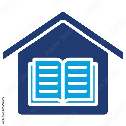 Home Study Flat Blue Icon Vector Illustration