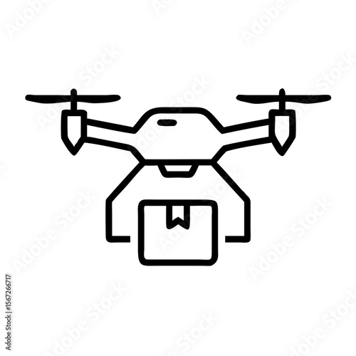 A modern delivery drone is efficiently transporting a package. This image represents the forefront of innovation, capturing a future of quick and effortless logistics.
