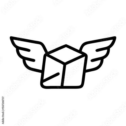 Fast delivery package with wings icon