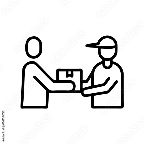 A vector illustration depicts a delivery person handing a package to a recipient, symbolizing ease of online shopping and swift fulfillment.