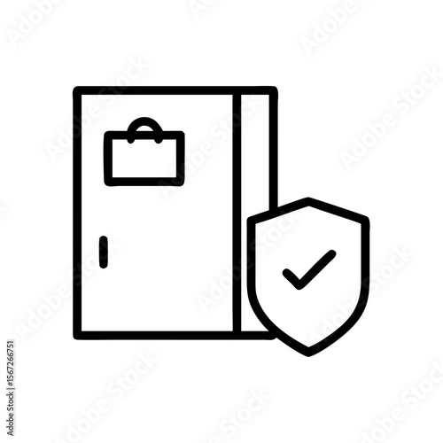 A secure delivery service is illustrated, represented by a shopping bag on the door and a protective shield, symbolizing safety and trust.