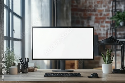 High Definition View of Monitor Screen Mockup Template Psd