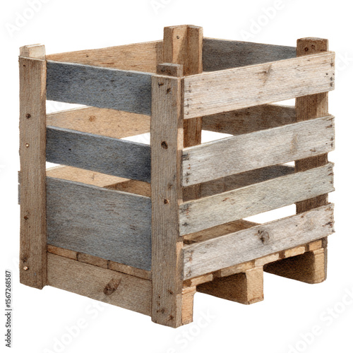 Wooden crate with transparent background isolated view