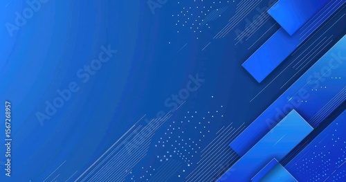 Abstract blue background with geometric shapes and patterns for design use.