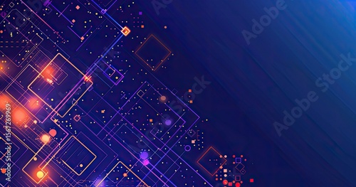 Abstract digital background with geometric shapes and vibrant colors.