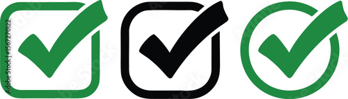 Check Mark Icons Set - Approval, Completion, and Correctness Symbols
