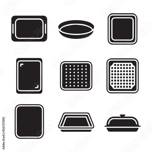 Nonstick Baking Tray Outline Icons
