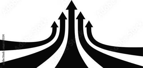 Converging Arrows Upward - Growth, Success, and Direction Icon