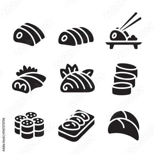 Japanese Sashimi Outline Icons
