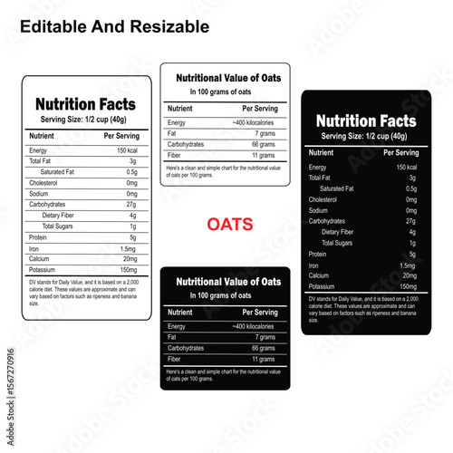 Calories in Oats & Milk, nutrition facets label