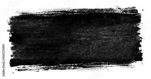 Black Paint Brush Stroke Texture on White Background