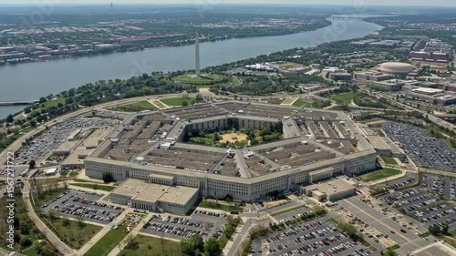 Aerial View of The Pentagon, US Department of Defense Headquarters in Arlington