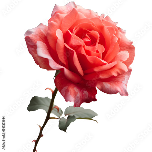 Red Rose Isolated on White Background with Elegant Petals and Romantic Detail

