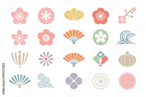 Red lanterns and clouds, Chinese new year icons, traditional festival elements, elegant vector, festive celebration illustration