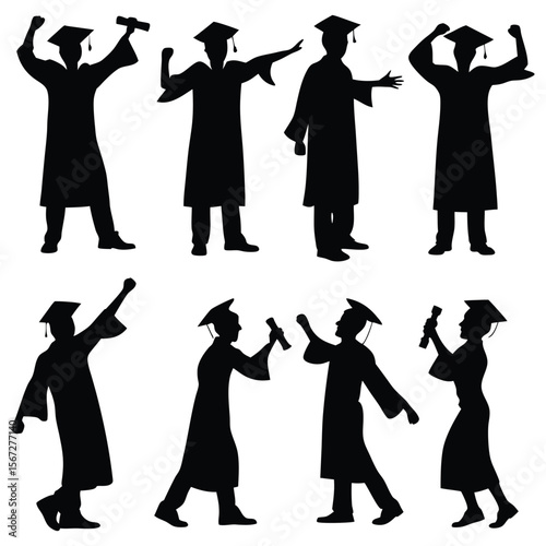 Graduation day silhouettes showcase the joy of academic achievement and the bright future ahead for these graduates.