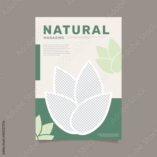 Nature magazine cover template with photo