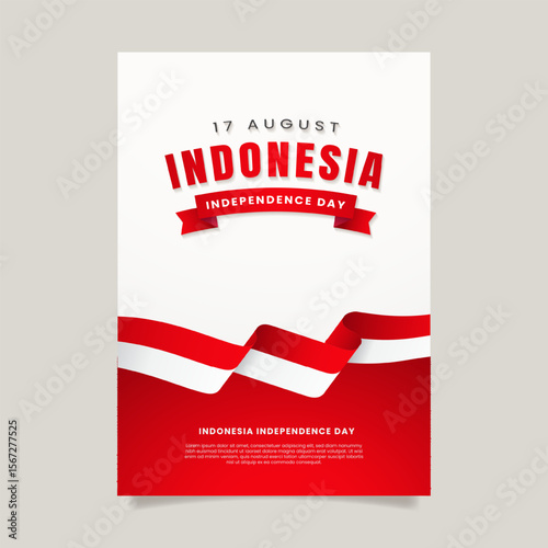 Gradient indonesia independence day vertical poster template
