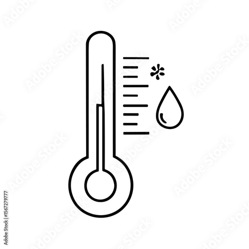 Thermometer illustration showing freezing and melting points.