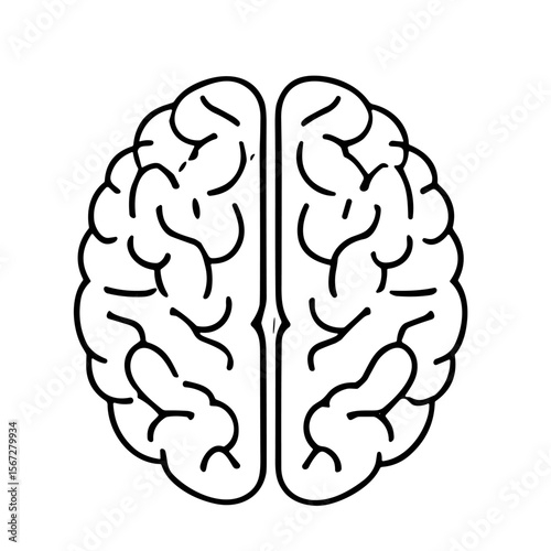 A simple black and white illustration depicting a human brain's outline.