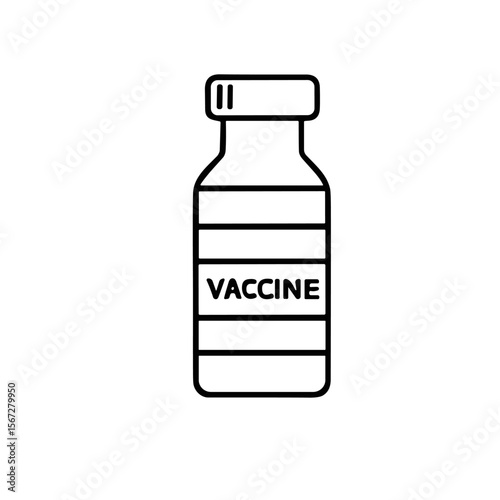 Simple line drawing of a vaccine vial, clearly labeled.
