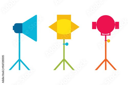 set of Studio Lights silhouette vector illustration