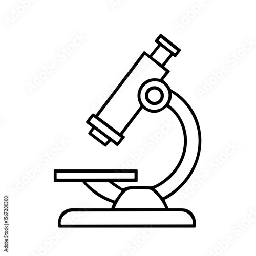 A simple line drawing of a microscope, showcasing its basic structure and components.