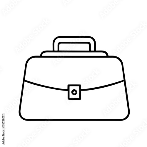 Simple line drawing of a closed briefcase, showing its basic shape and features.