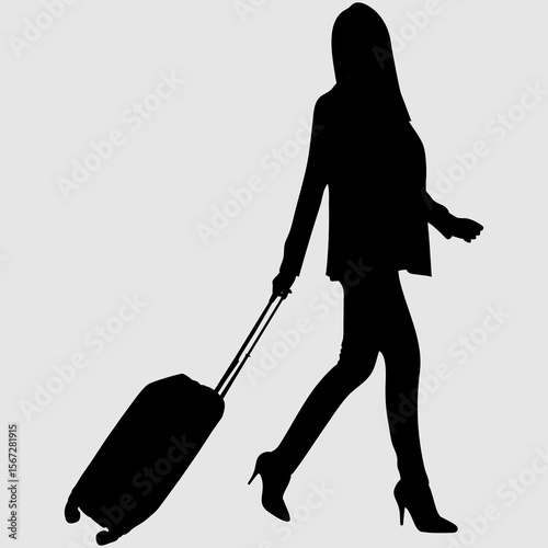 silhouette of a woman with luggage 