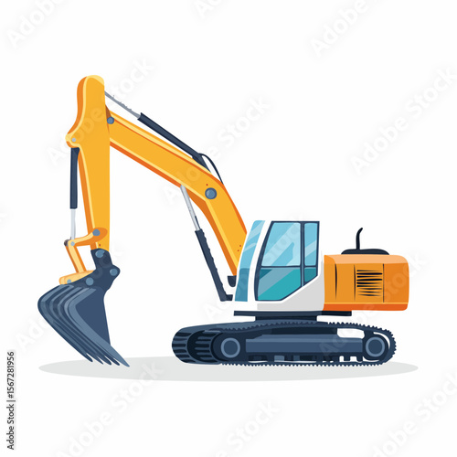 Yellow Excavator Vector Illustration Construction Equipment Graphic