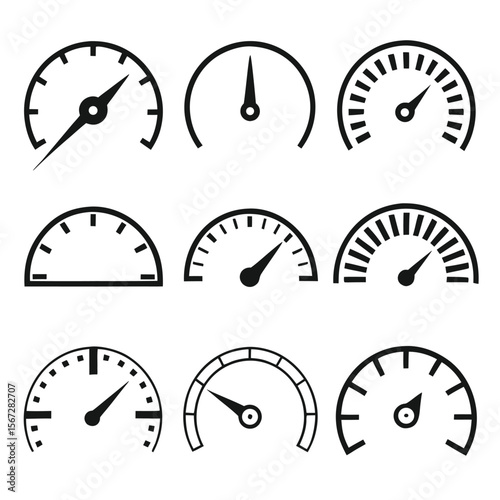 Set of speedometers gauge dashboard indicator dials