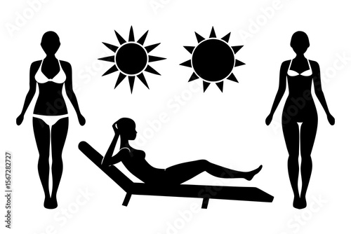 Sunbathing silhouette vector illustration