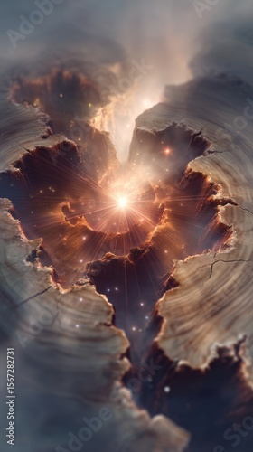 Cosmic Energy Explosion: Glowing Orange and Brown Abstract Nebula