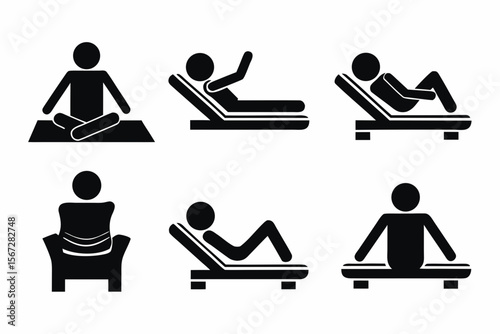 set of Sunbathing icon silhouette vector illustration